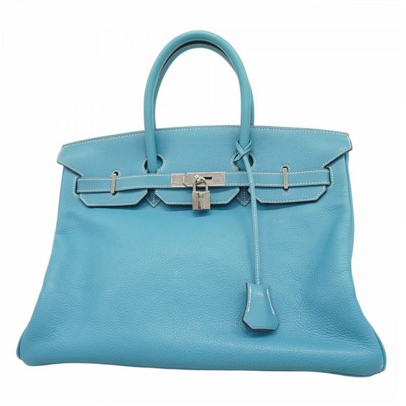 Hermès Birkin 35 Togo Handbag Blue Jean Silver Hardware E Stamp Pre-owned Women' - Picture 1 of 16